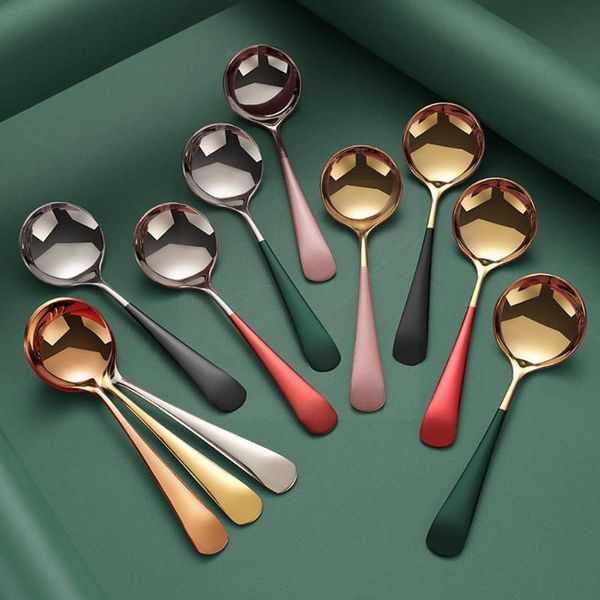 spoons luxury steel soup colorful round head ice cream cake coffee dessert spoon black gold kitchen mixing tableware h8o3
spoons luxury steel soup colorful round head ice cream cake coffee dessert spoon black gold kitchen mixing tableware h8o3