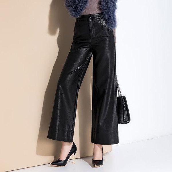 women's pants & capris winter fashion thick genuine leather high waist casual sheep skin trousers female velvet black wide leg f521, Black;white
women's pants & capris winter fashion thick genuine leather high waist casual sheep skin trousers female velvet black wide leg f521, Black;white