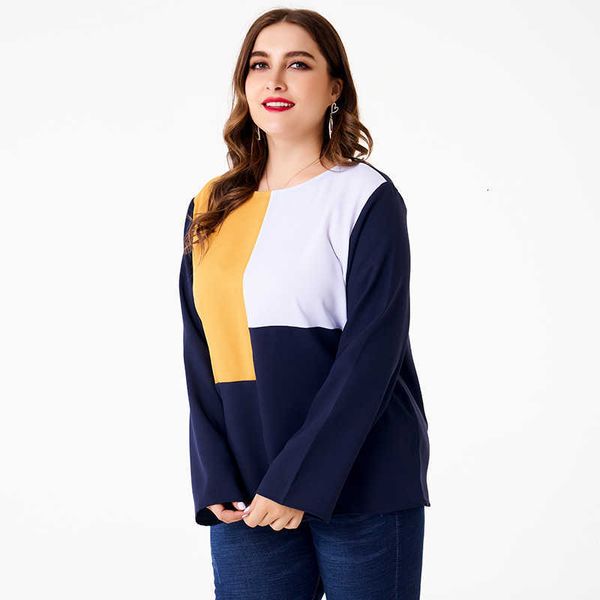 women's knits & tees spring autumn products ladies fashion all-match color block stitching loose large size gq5q, White
women's knits & tees spring autumn products ladies fashion all-match color block stitching loose large size gq5q, White