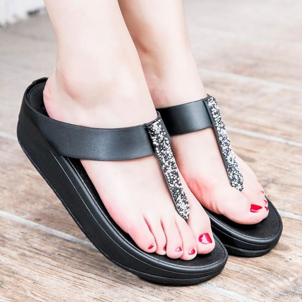 slippers summer metal matte drill body shoes slope heel character drag slender women's muffin beach, Black
slippers summer metal matte drill body shoes slope heel character drag slender women's muffin beach, Black