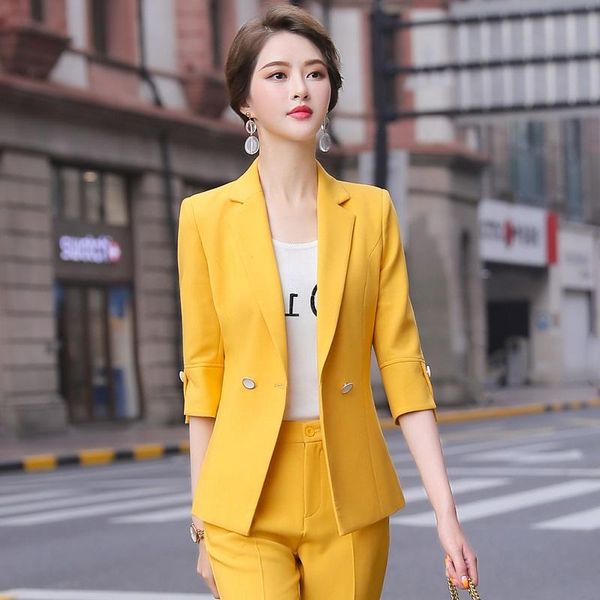 women's suits & blazers women slim summer half sleeve jacket pants 2-piece set ol formal woman 961, White;black
women's suits & blazers women slim summer half sleeve jacket pants 2-piece set ol formal woman 961, White;black