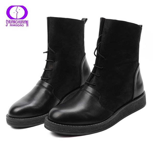 boots aimeigao 2021 winter casual ankle female basic short plush lace-up pu flat with shoes women black platform flock
boots aimeigao 2021 winter casual ankle female basic short plush lace-up pu flat with shoes women black platform flock