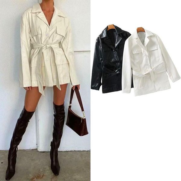 women's jackets 2021 feminino korean abrigos mujer bloggers tie waist tooling crocodile pattern lear dress jacket spring women mid-leng, Black;brown
women's jackets 2021 feminino korean abrigos mujer bloggers tie waist tooling crocodile pattern lear dress jacket spring women mid-leng, Black;brown