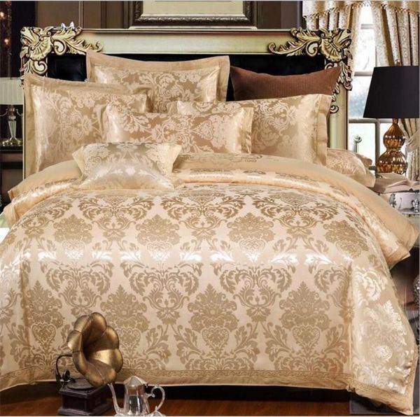 bedding sets gold satin silk/cotton embroidered bedclothes linen king size 4pcs jacquard set duvet cover+bed sheet+pillowcases
bedding sets gold satin silk/cotton embroidered bedclothes linen king size 4pcs jacquard set duvet cover+bed sheet+pillowcases