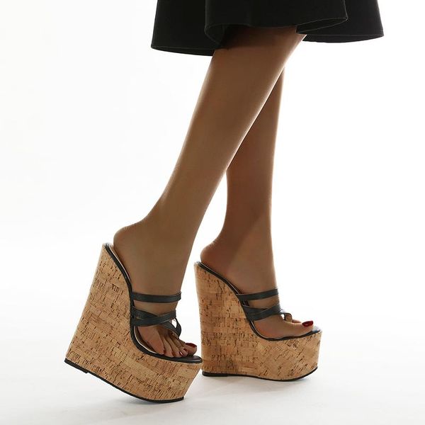 slippers black super 18cm high heels platform wedges narrow band pinch women sandals mules shoes
slippers black super 18cm high heels platform wedges narrow band pinch women sandals mules shoes