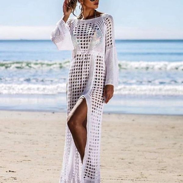 casual dresses summer women hollow knitted long sleeve high split bikini cover up maxi dress, Black;gray
casual dresses summer women hollow knitted long sleeve high split bikini cover up maxi dress, Black;gray