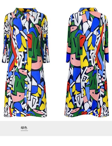 casual dresses european and american women's long sleeve lapel geometric printing pleated dress, Black;gray
casual dresses european and american women's long sleeve lapel geometric printing pleated dress, Black;gray