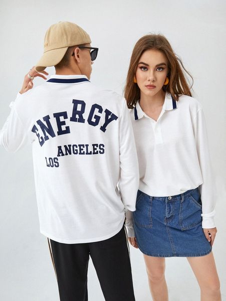 1pc letter graphic striped trim polo shirt n8td#, White;black
1pc letter graphic striped trim polo shirt n8td#, White;black