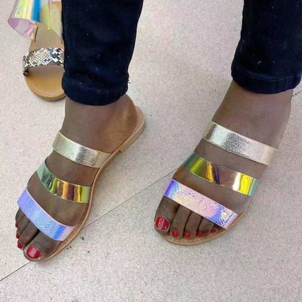 slippers woman glitter flat flip flops pu leather casual fashion bling shoes female shining lady footwear, Black 
slippers woman glitter flat flip flops pu leather casual fashion bling shoes female shining lady footwear, Black