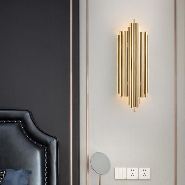 wall lamps gold sconce lighting polished steel luminaria home decoration living room modern lamp