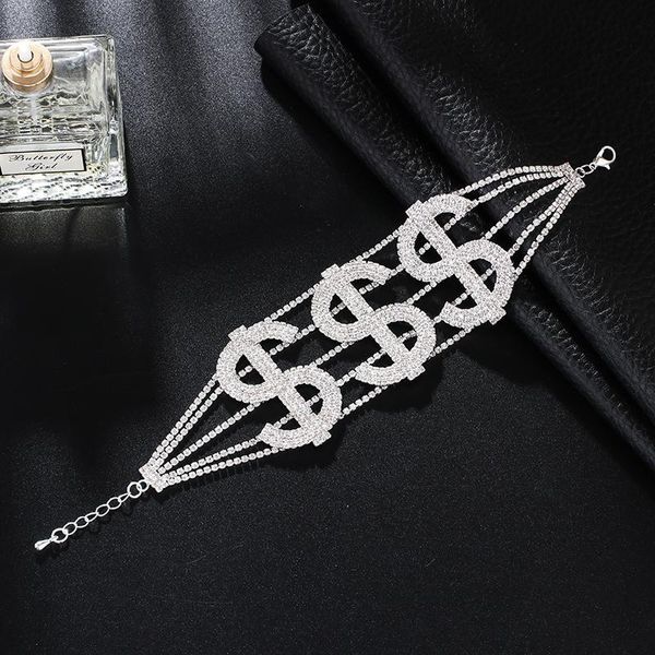 link, chain fashion brand designer charming bride wedding crystal bracelet women jewelry shiny rhinestone dollar for female b306, Black
link, chain fashion brand designer charming bride wedding crystal bracelet women jewelry shiny rhinestone dollar for female b306, Black