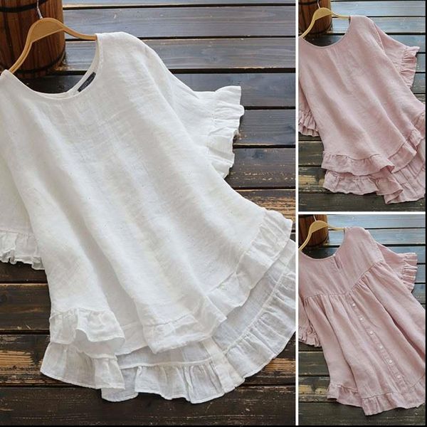 fashion cotton ruffle zanzea women shirt causal short sleeve solid asymmetrical tunic plus size blusas 5xl, White
fashion cotton ruffle zanzea women shirt causal short sleeve solid asymmetrical tunic plus size blusas 5xl, White