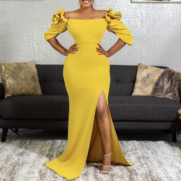 2021 elegant dress woman plus size yellow floor length maxi vestidos party night club evening 3xl party off shoulder dress, White
2021 elegant dress woman plus size yellow floor length maxi vestidos party night club evening 3xl party off shoulder dress, White