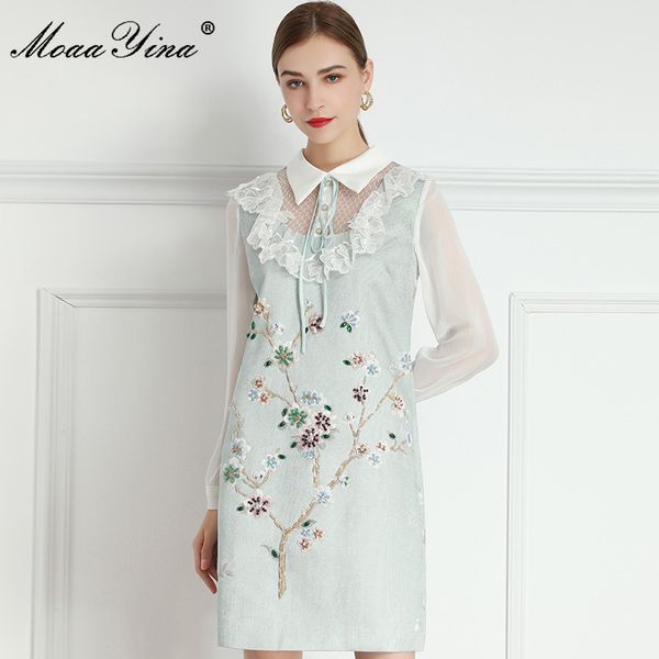 fashion designer dress spring women's dress long sleeve ruffles beaded sequins diamond jacquard dresses 210524, Black;gray
fashion designer dress spring women's dress long sleeve ruffles beaded sequins diamond jacquard dresses 210524, Black;gray