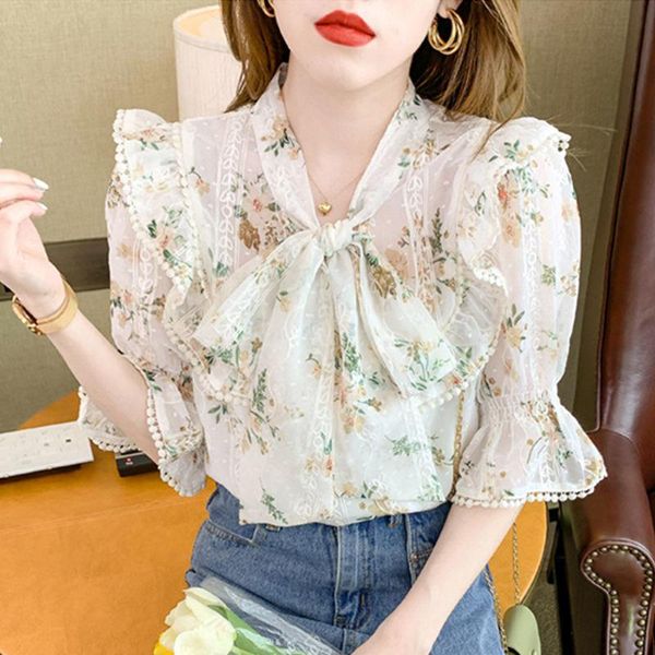 women's blouses & shirts chiffon women elegant all-match bow-knot print aesthetic korean style short sleeve ladies blusas mm0880, White
women's blouses & shirts chiffon women elegant all-match bow-knot print aesthetic korean style short sleeve ladies blusas mm0880, White