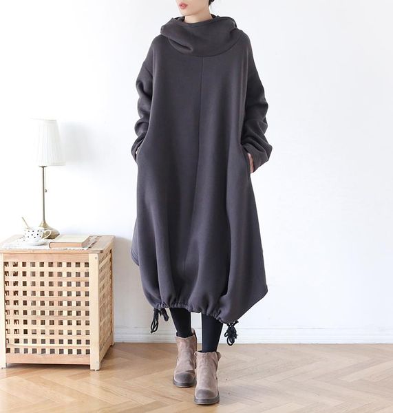 casual dresses women winter maxi dress 2021 autumn solid color hoodied plus size loose long vestidos femme warm fleece robe, Black;gray
casual dresses women winter maxi dress 2021 autumn solid color hoodied plus size loose long vestidos femme warm fleece robe, Black;gray