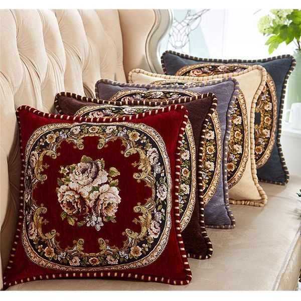 cushion/decorative pillow chenille embroidered cushion sofa pillowcase