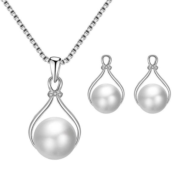earrings & necklace women water drop shape pearl pendant wedding bridal jewelry set, Silver
earrings & necklace women water drop shape pearl pendant wedding bridal jewelry set, Silver