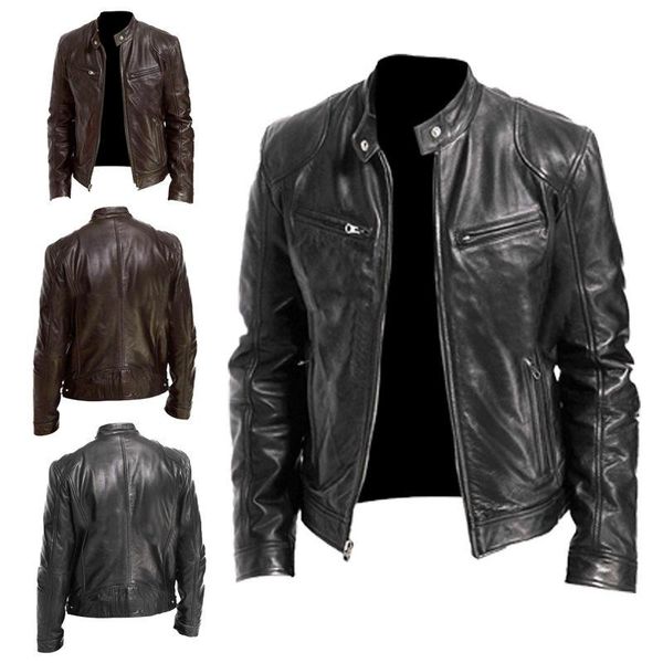 men's leather & faux winter business warm zipper cardigan pocket collar slim jacket, Black
men's leather & faux winter business warm zipper cardigan pocket collar slim jacket, Black