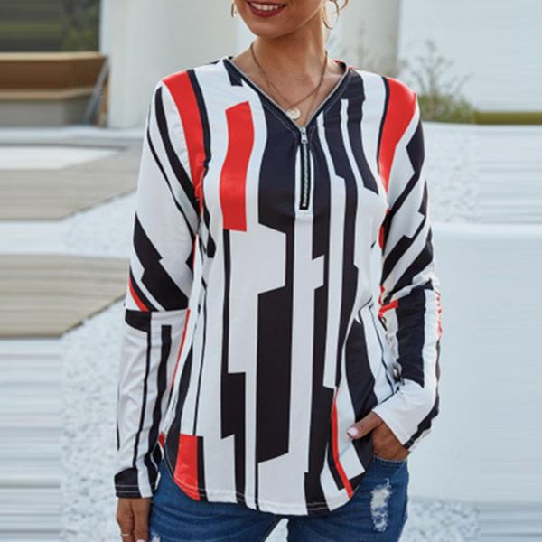 women's t-shirt loose casual long sleeves pullover t-shirts elegant party autumn winter zipper v neck fashion tie-dye stripe print, White
women's t-shirt loose casual long sleeves pullover t-shirts elegant party autumn winter zipper v neck fashion tie-dye stripe print, White