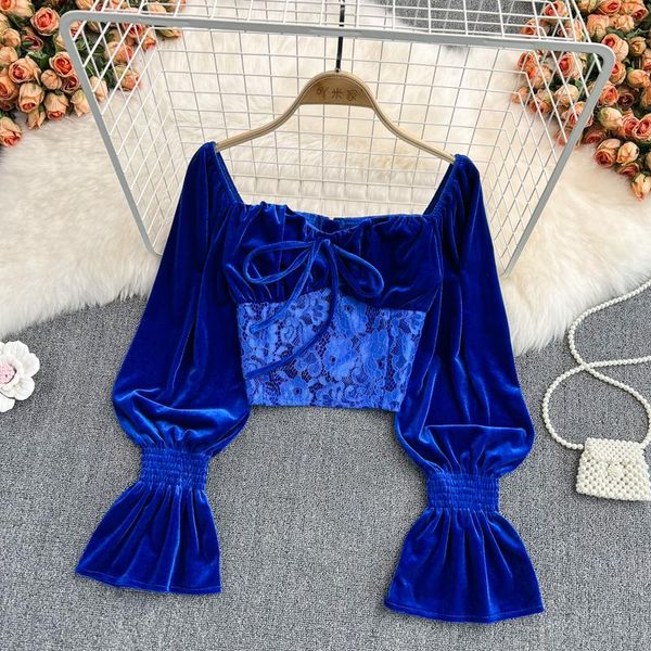 women's blouses & shirts vintage style velvet crop women autumn square collar blouse female long sleeve woman zip, White
women's blouses & shirts vintage style velvet crop women autumn square collar blouse female long sleeve woman zip, White