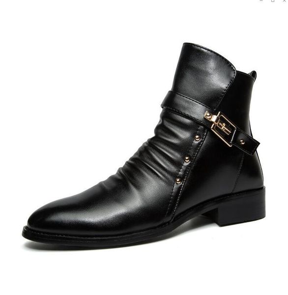men winter short boots cashmere velvet pointy handsome business fashion brand british classic designer cool thick high heel martin high-leat, Black
men winter short boots cashmere velvet pointy handsome business fashion brand british classic designer cool thick high heel martin high-leat, Black