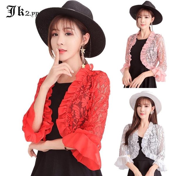 3xl 4xl women ruffles lace jacket double layers 3/4 sleeve flowers spring autumn shawl coat for dresses jk9684 women's jackets, Black;brown
3xl 4xl women ruffles lace jacket double layers 3/4 sleeve flowers spring autumn shawl coat for dresses jk9684 women's jackets, Black;brown