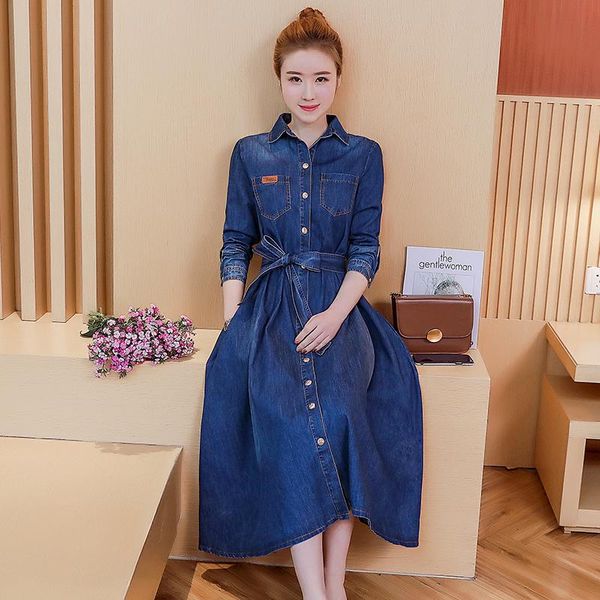 spring and autumn fashion shirt style single-breasted denim long sleeved women the waist was thin temperamen big swing dress casual dresses, Black;gray
spring and autumn fashion shirt style single-breasted denim long sleeved women the waist was thin temperamen big swing dress casual dresses, Black;gray
