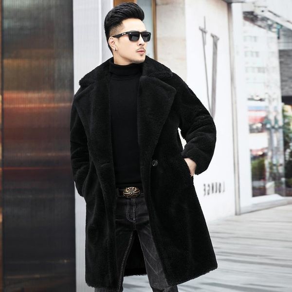 men's winter new thickened long windbreaker faux fur coat fashion casual 2021 tide cloth lapel double breastead 9y9456, Black
men's winter new thickened long windbreaker faux fur coat fashion casual 2021 tide cloth lapel double breastead 9y9456, Black