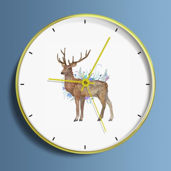 abstract elk wall clock nordic brief modern design living room decoration kitchen art watch home decor 12 inch clocks