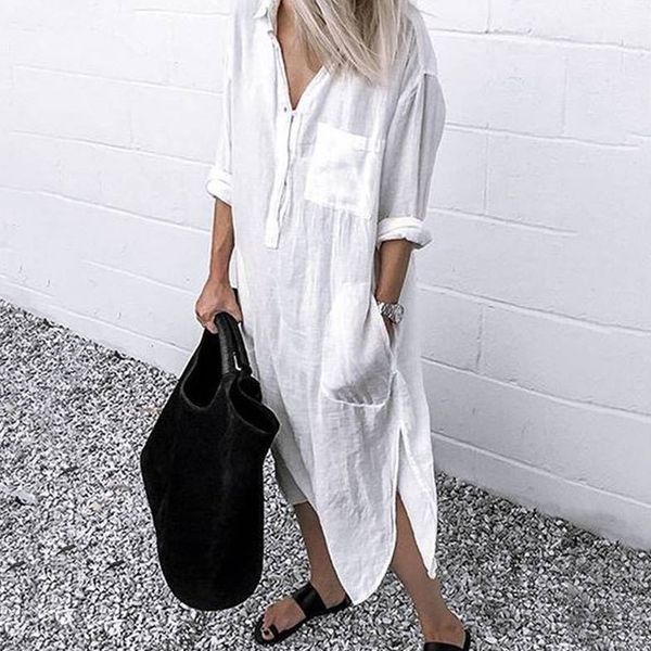 lady elegant long shirt dress with buttons pockets fashion summer autumn long sleeve casual simple pure color split dress s-4xl, Black;gray
lady elegant long shirt dress with buttons pockets fashion summer autumn long sleeve casual simple pure color split dress s-4xl, Black;gray