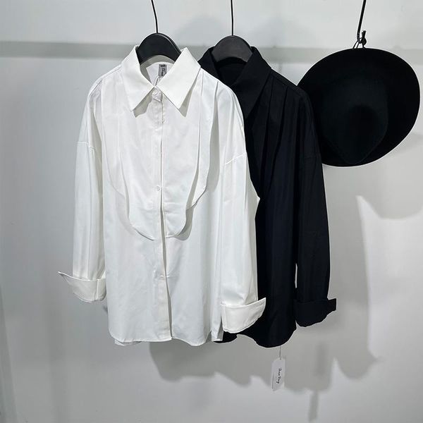men's casual shirts autumn fashion simple temperament stitching loose long sleeved shirt style trend versatile top, White;black
men's casual shirts autumn fashion simple temperament stitching loose long sleeved shirt style trend versatile top, White;black