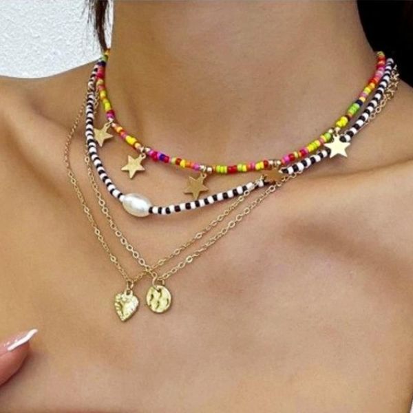 pendant necklaces bohemian summer multilayer seed bead star moon necklace for women girls fashion beach choker collar gift, Silver
pendant necklaces bohemian summer multilayer seed bead star moon necklace for women girls fashion beach choker collar gift, Silver