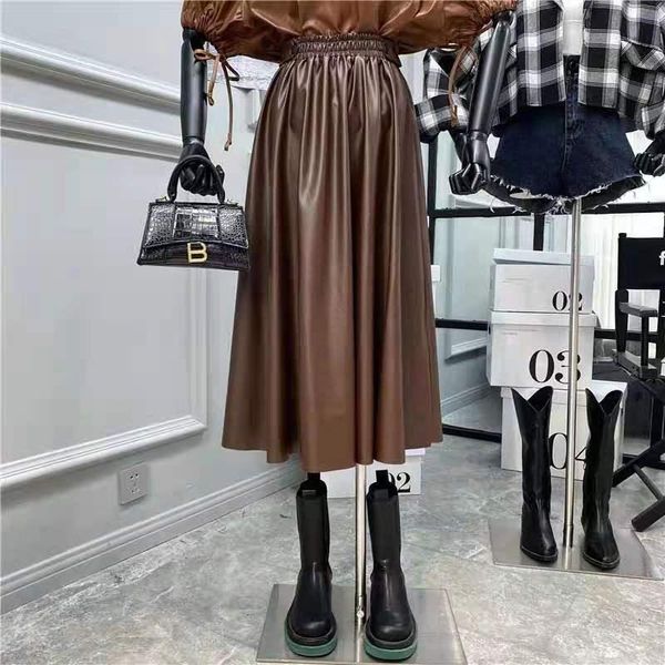 skirts 2021 women autumn winter pu faux leather skirt lady slim high waist a-line mid-long female casual solid pleated falda g276, Black
skirts 2021 women autumn winter pu faux leather skirt lady slim high waist a-line mid-long female casual solid pleated falda g276, Black