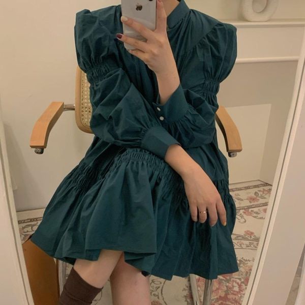 casual dresses autumn korean style woman dress long sleeve v-neck ruffle hem loose solid color ladies mini party vestidos, Black;gray
casual dresses autumn korean style woman dress long sleeve v-neck ruffle hem loose solid color ladies mini party vestidos, Black;gray