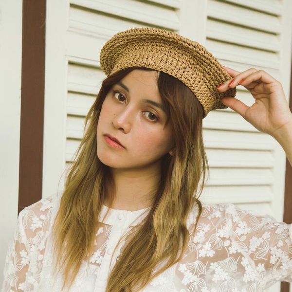 wide brim hats summer 100% raffia sun straw women summer casual elegant ladies beret french style fashionable vintage painters atf, Blue;gray
wide brim hats summer 100% raffia sun straw women summer casual elegant ladies beret french style fashionable vintage painters atf, Blue;gray