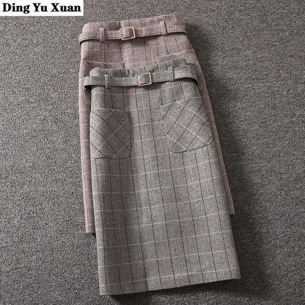 women's elegant plaid skirt autumn winter vintage pencil korean high waist business work office split skirts belt womens, Black
women's elegant plaid skirt autumn winter vintage pencil korean high waist business work office split skirts belt womens, Black