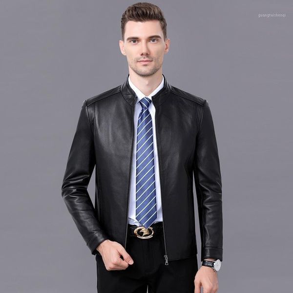 men's leather & faux and winter clothes middle aged standing collar layer sheepskin single plush jacket, Black
men's leather & faux and winter clothes middle aged standing collar layer sheepskin single plush jacket, Black