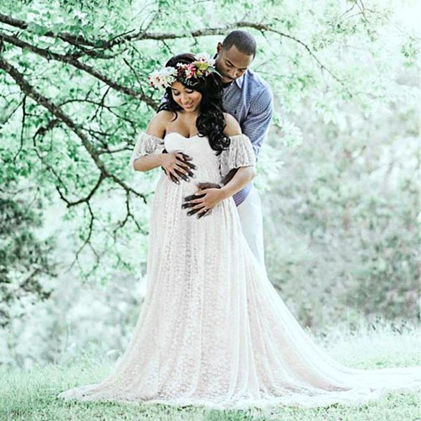 maternity dresses women's floral lace short sleeve pography sleeves off shoulder long dress women flying dres, White
maternity dresses women's floral lace short sleeve pography sleeves off shoulder long dress women flying dres, White