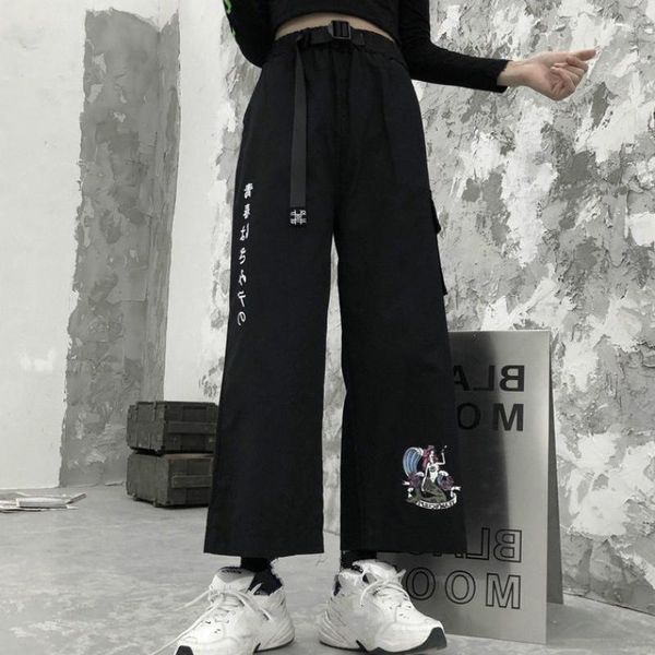 women's pants & capris dropship japanese wide leg cargo harajuku cartoon printed ankle trousers 2021 autumn stretch waist with belt 551, Black;white
women's pants & capris dropship japanese wide leg cargo harajuku cartoon printed ankle trousers 2021 autumn stretch waist with belt 551, Black;white