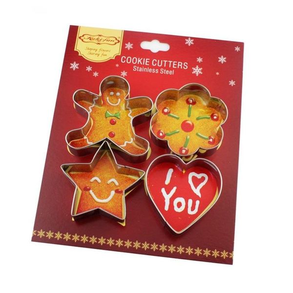 baking moulds 4pcs set stainless steel cookie cutters gingerbread man/plum/pentagram/heart shaped biscuit mold christmas easter cake tools
baking moulds 4pcs set stainless steel cookie cutters gingerbread man/plum/pentagram/heart shaped biscuit mold christmas easter cake tools