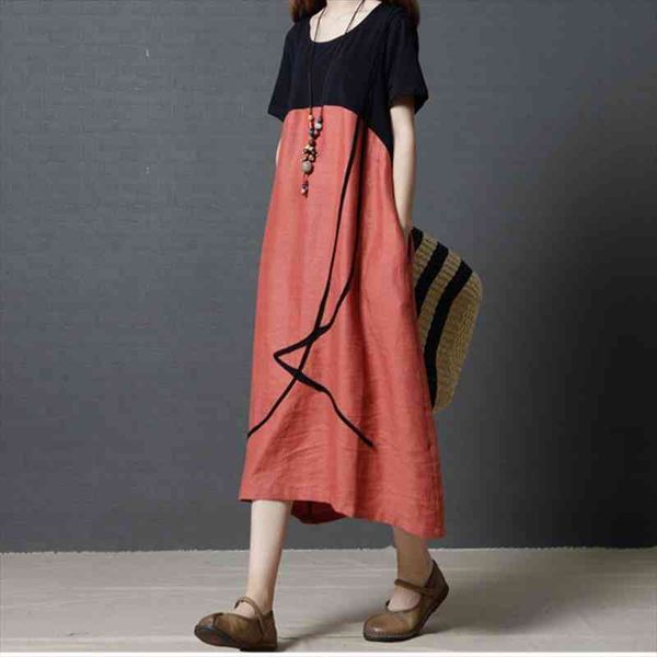 patchwork short sleeve cotton women dress linen summer o neck korean fashion loose dresses, Black;gray
patchwork short sleeve cotton women dress linen summer o neck korean fashion loose dresses, Black;gray