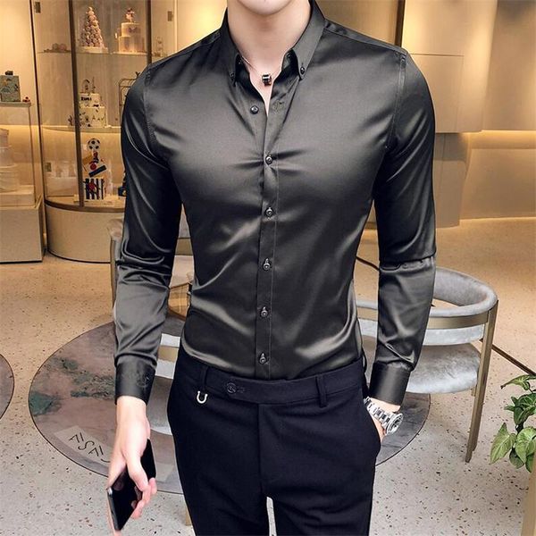 men's casual shirts embroidery mens 2021 spring korea long sleeve slim fit men dress solid color formal business social blouse, White;black
men's casual shirts embroidery mens 2021 spring korea long sleeve slim fit men dress solid color formal business social blouse, White;black