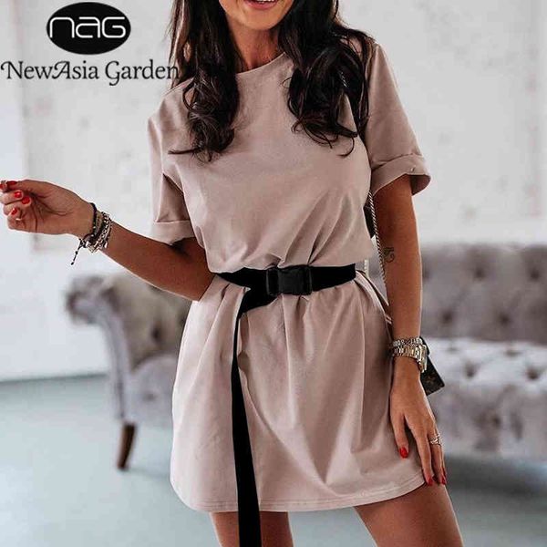 newasia summer dress women o-neck short sleeve solid color including belt home loose sports casual dress basis white dress 210413, Black;gray
newasia summer dress women o-neck short sleeve solid color including belt home loose sports casual dress basis white dress 210413, Black;gray