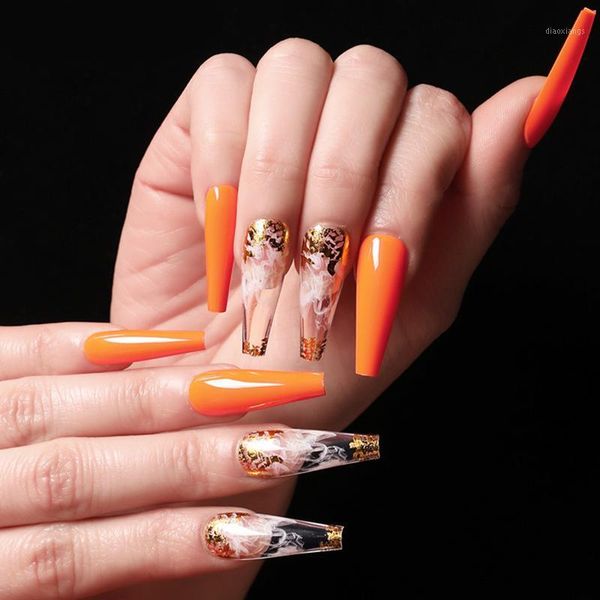 24pcs long coffin false nails detachable ballerina wearable fake pre-design foils decal pink orange full cover nail art1, Red;gold
24pcs long coffin false nails detachable ballerina wearable fake pre-design foils decal pink orange full cover nail art1, Red;gold