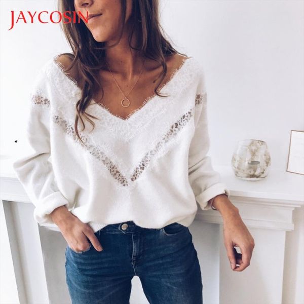 women's sweaters jaycosin sweater women autumn winter 2021 long sleeve v neck lace hollow slim pullover elasticity jumper loose pull f, White;black
women's sweaters jaycosin sweater women autumn winter 2021 long sleeve v neck lace hollow slim pullover elasticity jumper loose pull f, White;black