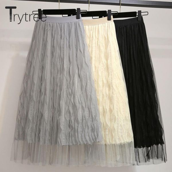 skirts trytree casual a-line irregular pleated women skirt polyester and mesh solid elastic waistband 3 colours female, Black
skirts trytree casual a-line irregular pleated women skirt polyester and mesh solid elastic waistband 3 colours female, Black