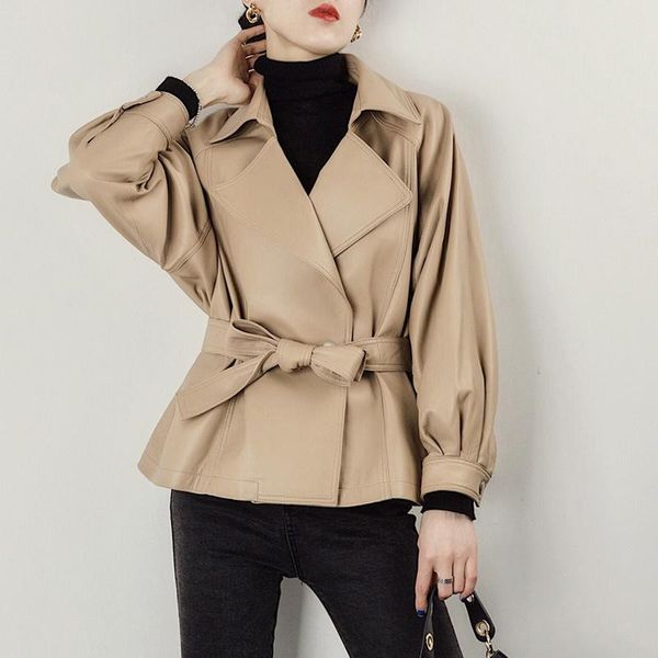 women's jackets autumn korean style coat solid belt faux leather pu women 2021 long sleeve elegant short coats female jacket, Black;brown
women's jackets autumn korean style coat solid belt faux leather pu women 2021 long sleeve elegant short coats female jacket, Black;brown