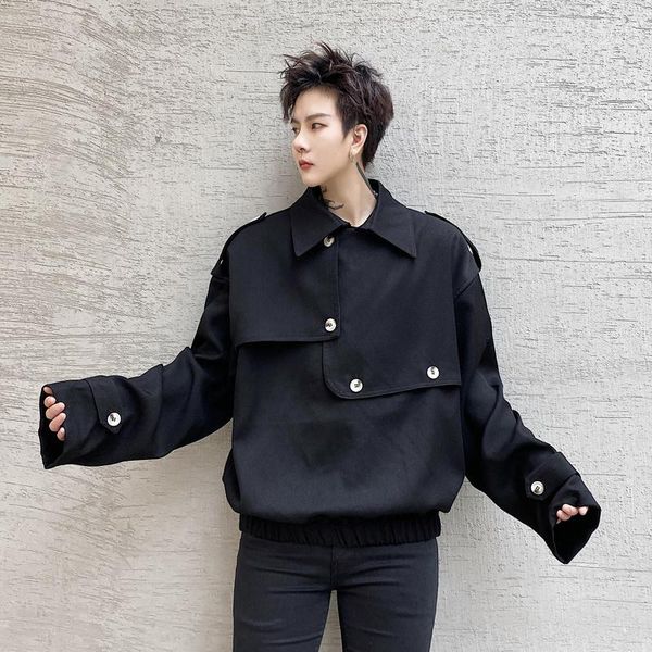 men's jackets niche fashion design pullovers 2021 long sleeve loose causal short jacket autumn asymmetric split for male, Black;brown
men's jackets niche fashion design pullovers 2021 long sleeve loose causal short jacket autumn asymmetric split for male, Black;brown
