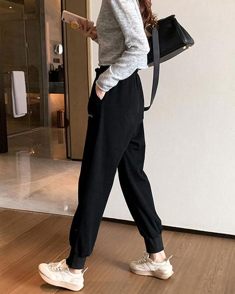 women's pants & capris ankle-tied sports female spring and autumn thin loose slimming, Black;white
women's pants & capris ankle-tied sports female spring and autumn thin loose slimming, Black;white